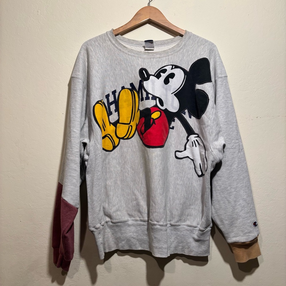 Champion X Disney Mickey Mouse Custom Rework Reverse Weave XL Graphic Sweatshirt